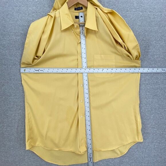 IZOD Shirt Mens 17.5 Yellow Button Up Long Sleeve Cotton Twill Casual Workwear - Picture 9 of 12